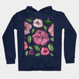 Watercolor and ink flowers - pink Hoodie